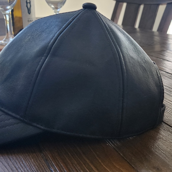 Faux-Leather Adjustable Baseball Hat - Picture 3 of 10